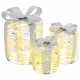 VidaXL Decorațiune Cutie Cadou 3 pcs Alb cald 20 x 20 x 20 cm PET 42019088