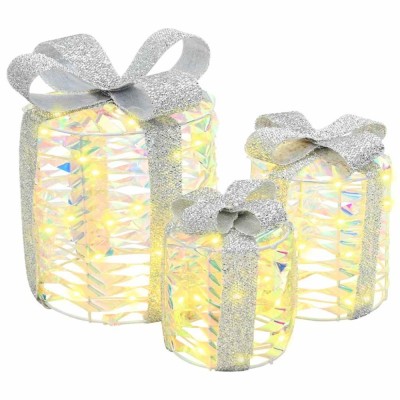 vidaXL Decorațiune Cutie Cadou 3 pcs Alb cald 20 x 20 x 20 cm PET 42019088 foto