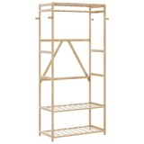 Cumpara ieftin Cuier pentru haine cu rafturi, 80x40x175 cm, bambus