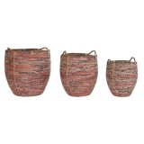 Cumpara ieftin Set 3 Coșuri Depozitare DKD Home Decor Piersică Natural Ratan Boho, 52x52x58 cm