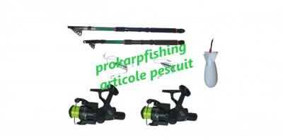 set pescuit cu 2 lansete de 2.7 m cu 2 mulinete echipate si accesorii foto