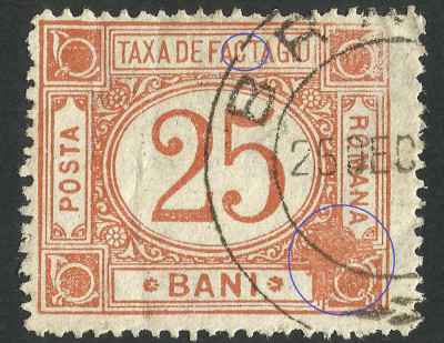 EROARE TAXA DE FACTAGIU 25 BANI / TUSARE - 1899 - Fil. PR INTORS POZITIA 2 foto