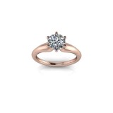 Inel de logodnă din aur roz de 14k, decorat cu piatră de zirconiu - 57