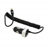 Incarcator auto Carpoint cu cablu conector hibrid MicroUSB MFi Dock 8pin, 1x iesire USB 2.0, 2.4A , 12V/ 24V, lungime 150cm, Carpoint Olanda