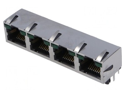 Soclu RJ45 Cat 5 Ecranat cu LED THT foto