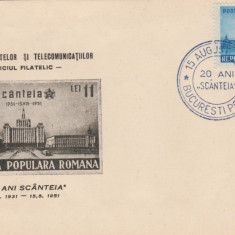 1951 Romania - FDC 20 de ani de la aparitia ziarului Scanteia, LP 286