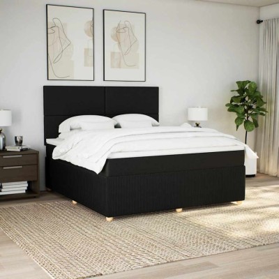 vidaXL Pat box spring cu saltea, negru, 180x200 cm, catifea 3294430 foto