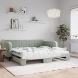Cumpara ieftin Pat de zi cu extensie, gri deschis, 100x200 cm, catifea