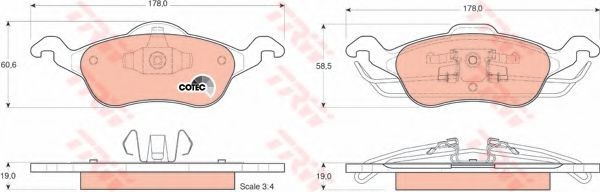 Set placute frana,frana disc FORD FOCUS (DAW, DBW) (1998 - 2007) TRW GDB1358