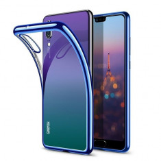 Husa Huawei P30 Lite, Clear Color Electroplating, Albastru foto