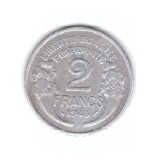 Moneda Franta 2 francs/franci 1945 B, stare relativ buna, curata, Europa, Aluminiu