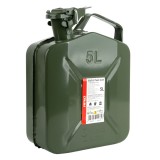Canistra metalica pentru combustibil 5L AMiO, verde, din tabla de otel, certificat UN, 23 x 10 x 26 cm, inaltime totala 34 cm