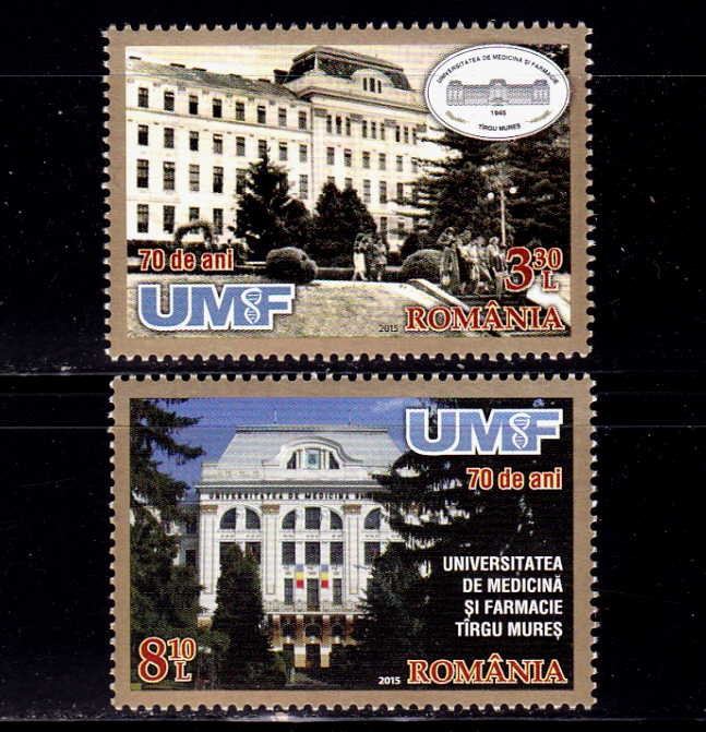 ✅RO 2015 ,LP 2067 &quot;70 ani - UMF Targu Mures &quot; , serie , MNH