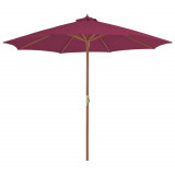 Umbrela de soare exterior, stalp din lemn, 300 cm, rosu bordo GartenMobel Dekor, vidaXL