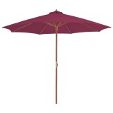 Umbrela de soare exterior, stalp din lemn, 300 cm, rosu bordo GartenMobel Dekor, vidaXL