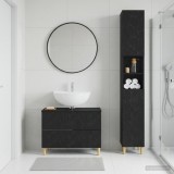Cumpara ieftin Set de dulapuri pentru baie, 2 piese DELFT Negru Lemn prelucrat