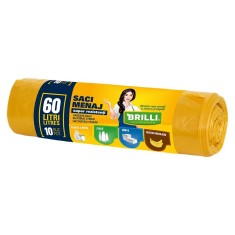 Rola 10 Saci Menajeri pentru Colectare Selectiva Brilli, 60 l, Galbeni, Saci de Menaj, Rola Saci Menajeri, Saci Menajeri 60 l, Saci Menajeri in Rola, foto