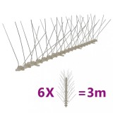 VidaXL Set bandă cu țepi antipăsări cu 4 r&acirc;nduri, 6 buc., plastic, 3 m