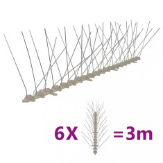 vidaXL Set bandă cu țepi antipăsări cu 4 r&acirc;nduri, 6 buc., plastic, 3 m