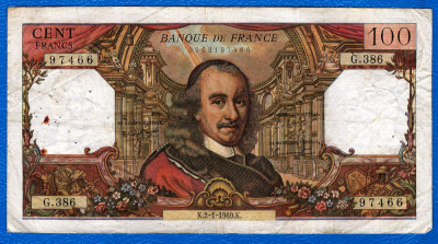 (15) BANCNOTA FRANTA - 100 FRANCS 1969 (02.01.1969), PORTRET PIERRE CORNEILLE foto