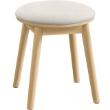 SONGMICS Taburet rotund boho cu picioare din lemn si sezut moale, 37x37x43 cm, alb crem Household NewTrend