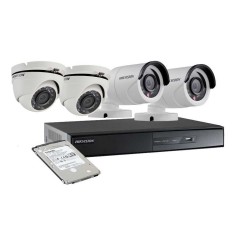Kit supraveghere video cu 2 camere de exterior si 2 camere de interior