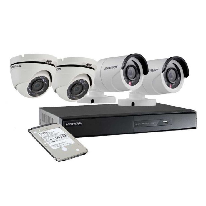 Kit supraveghere video cu 2 camere de exterior si 2 camere de interior