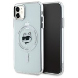 Husa MagSafe pentru Apple iPhone 11, Karl Lagerfeld, IML Metal Choupette&#039;s Head, Alba