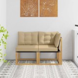 vidaXL Canapea de exterior din mijloc și colț cu pernă 2 Bucată Alb 901620