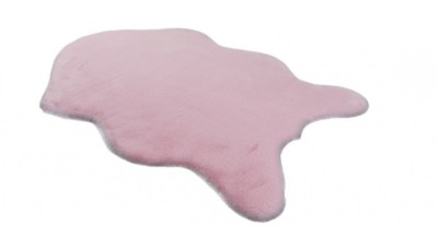Covor Premium Belgian Model LOP 020 Shapes, Imitatie Blana Iepure, Roz, Marime 50 x 80 cm, Lungime Fir 23 mm, Poliester, Antialergic, Living, Dormitor foto