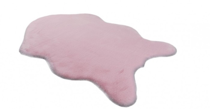 Covor Premium Belgian Model LOP 020 Shapes, Imitatie Blana Iepure, Roz, Marime 50 x 80 cm, Lungime Fir 23 mm, Poliester, Antialergic, Living, Dormitor