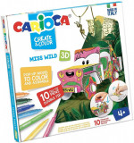Cumpara ieftin Set 10 Carioci CARIOCA 3D Mr. Wild + 2 Planse Tip Puzzle 3D, 2 Capete, Carioci Non-Toxice, Carioci de Colorat, Carioci cu Capat Dublu, Carioci Lavabil