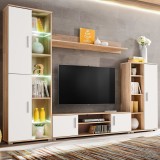 vidaXL Mobilă de perete cu spațiu TV, iluminare LED, stejar sonoma