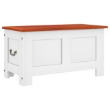 Cufar de depozitare cu capac, maro si alb, lemn masiv de acacia