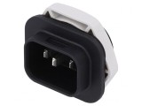 Conector Alimentare AC Lipire Tată 10A 250V Negru