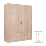 Dulap Sifonier Miami 160x205 cm Stejar Sonoma Dormitor Hol 11 Rafturi 2 Sertare