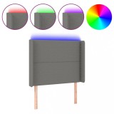 Cumpara ieftin Tablie de pat cu LED, gri inchis, 93x16x118/128 cm, textil