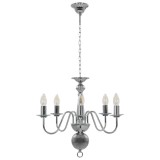 Candelabru, argintiu, 5 becuri E14