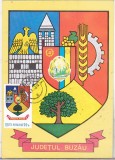 bnk cp Judetul Buzau - Stema - circulata 1982 - marca fixa