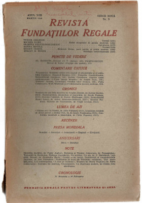 Revista Fundatiilor Regale mar/1946 T.Arghezi M. Dard S. Movila E. Seidel... foto