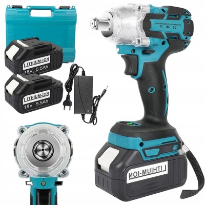 Cheie cu impact fara fir Bedee, 21V, 650N.m, 3200rpm, set cu 2 acumulatori 18V 5.5Ah, cutie de depozitare foto
