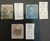 CANADA-1859-clasice,Scott 26,28,si 29-lot stampilate