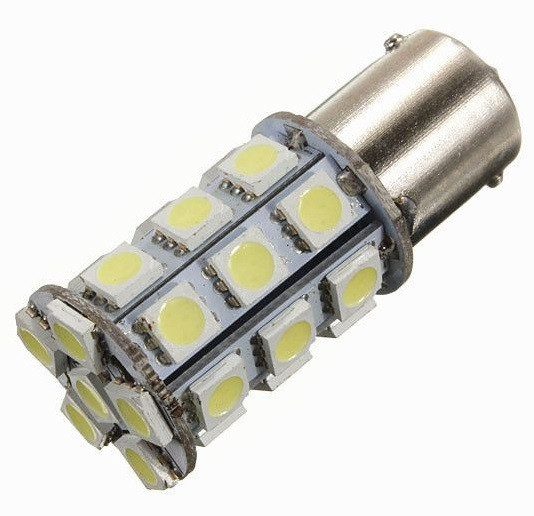 Led Auto Rosu BA15S 27 Smd Cu Pini Simetrici La 180 Grade 484981