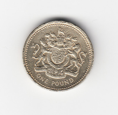 Moneda Anglia one pound / o lira 1993, circulata foto