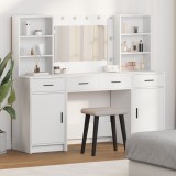 vidaXL Set masă toaletă cu LED, 3 piese, alb, lemn prelucrat