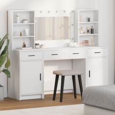 vidaXL Set masă toaletă cu LED, 3 piese, alb, lemn prelucrat