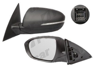 Oglinda exterioara Kia Optima (Jf), 10.2015-, Kia Optima (Tf), 06.2010- , partea Dreapta, culoare sticla crom , sticla convexa, cu carcasa neagra, cu foto
