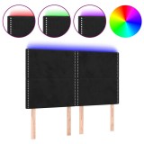 Cumpara ieftin Tablie de pat cu LED, negru, 144x5x118/128 cm, catifea