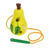 Jucarie educationala de Motricitate si Snuruire din lemn - Para cu viermisor, Dezvoltare abilitati cognitive, Coordonarea mana-ochi, 3 ani+, Oem