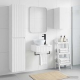 Cumpara ieftin Set dulap baie 3 buc. Alb foarte lucios 33 x 34,5 x 160 cm